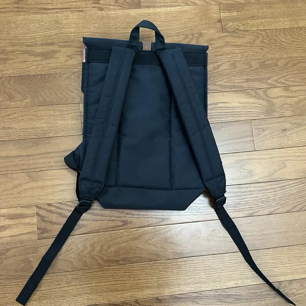 Herschel City Backpack 14.0L‎ Mid Volume Black Canvas Flap Laptop Bag Bookbag